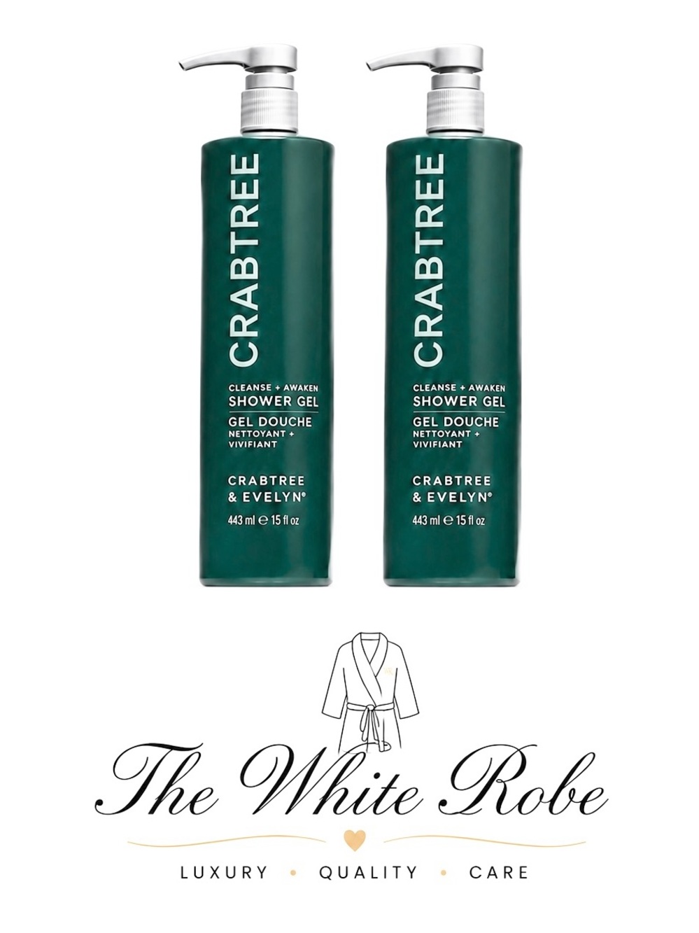 CLEANSE + AWAKEN SHOWER GEL CRABTREE & EVELYN 15 oz | Set of 2 | Pump Bottles